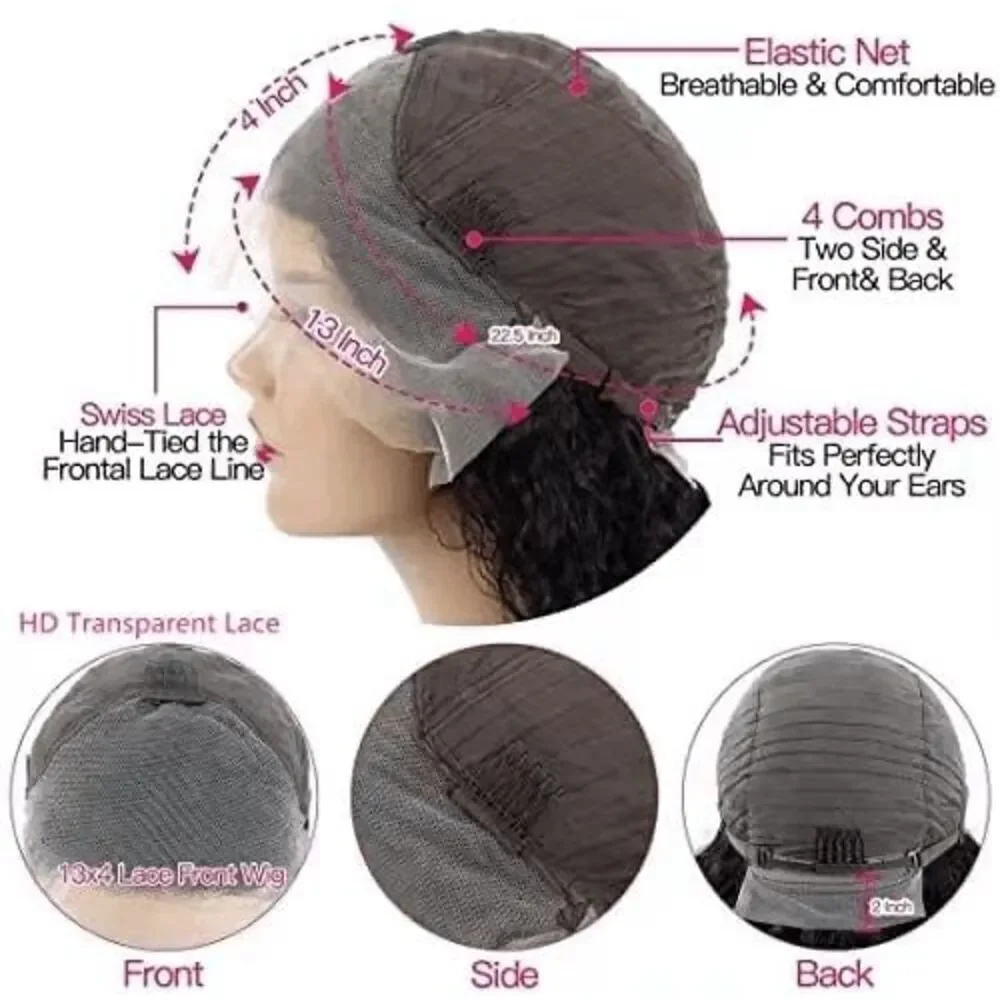 13x4 HD Lace Front Wigs Human Hair Pre Plucked 180% Density, Natural Color,16 in